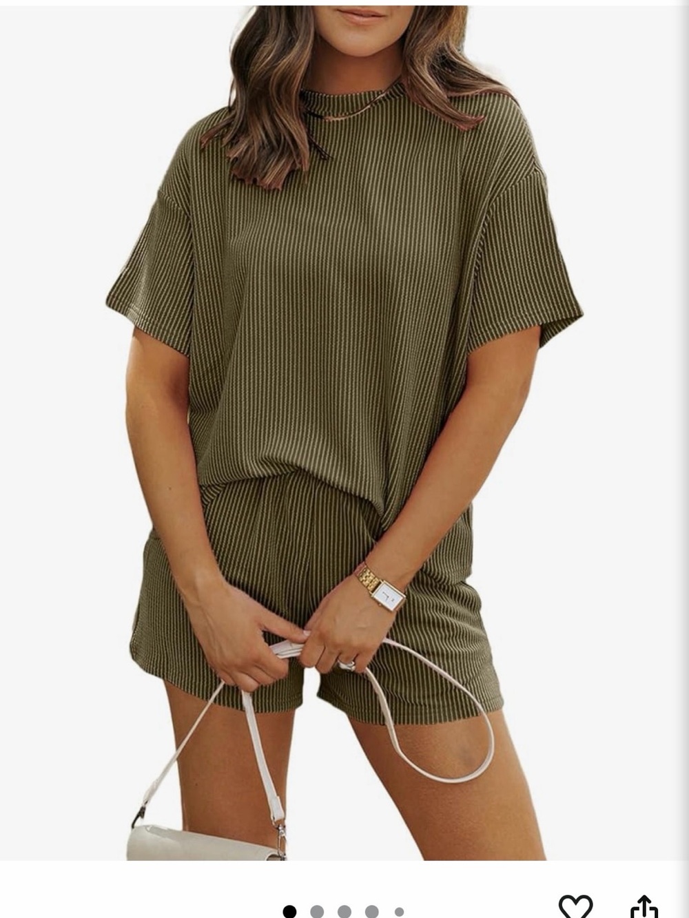 Two Piece Shorts Top Green Matching Set Summer Jungle Green
